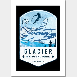Ski Glacier National Park Montana Posters and Art